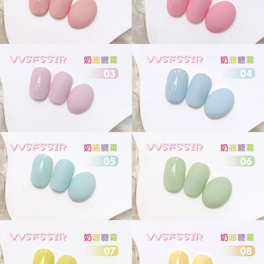 VVSFSSIR Nail 8 Colors Pastel Solid Gel Nail Polish Set, Creamy Soak Off UV LED, One Bottle One Shade, Salon Nail Art Kit