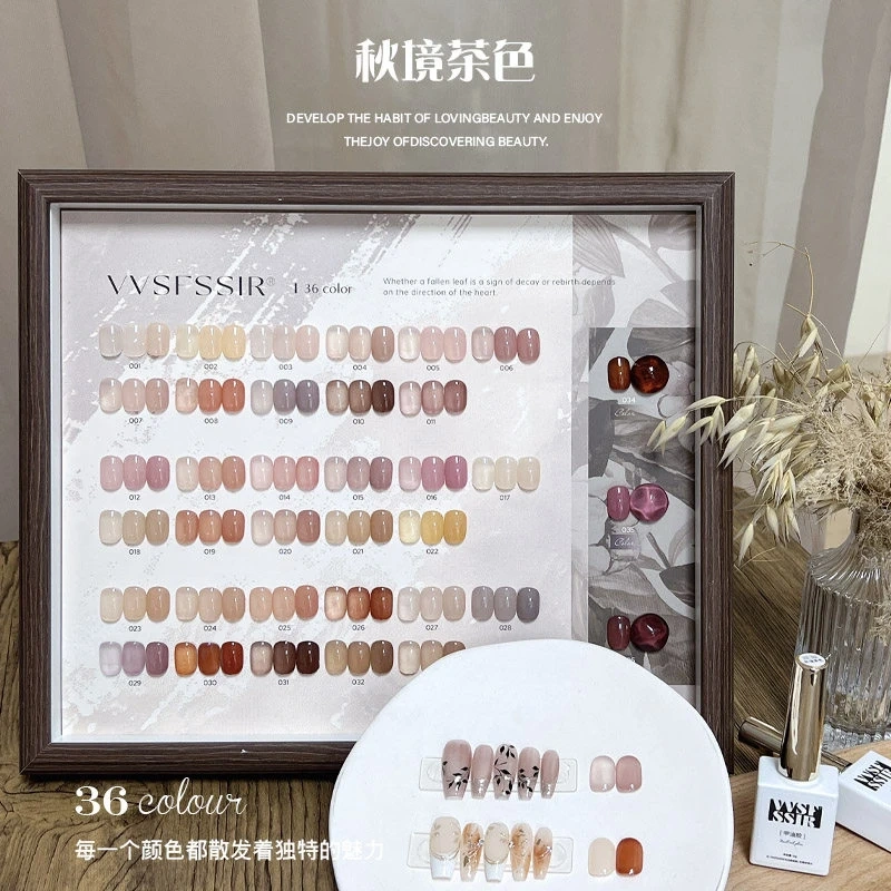 VVSFSSIR Nail Autumn Tea Sheer Gel Nail Polish, Milky Translucent Nude, Soak Off UV LED, Professional Salon Nail Art Kit