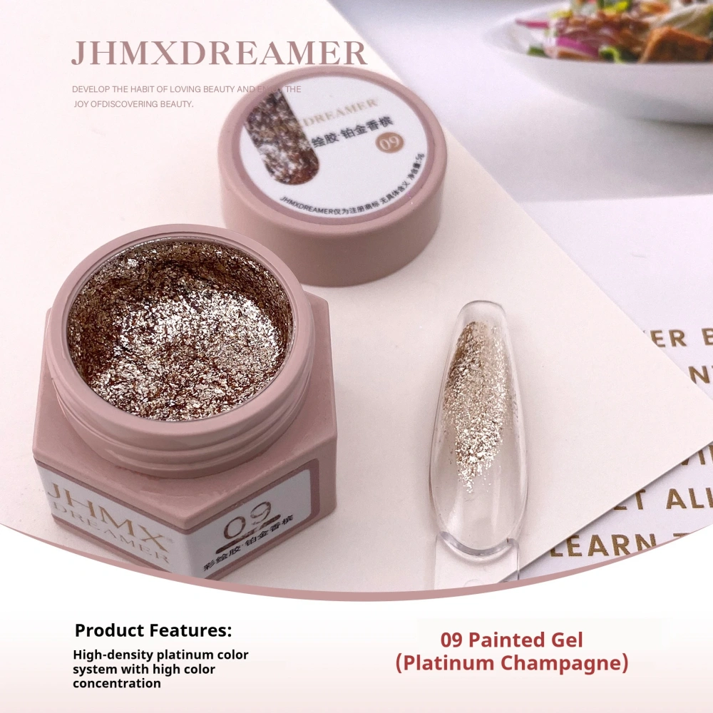JHMX Nail Art Painting Gel Mirror Silver Platinum Liner Gel Set