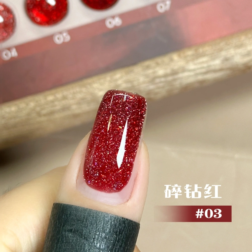 VVSFSSIR Nail Cherry Red Diamond Glitter Gel Polish,Reflective Sparkle Shimmer Effect,High Pigment Soak Off UV LED Nail Art