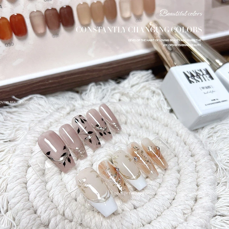VVSFSSIR Nail Autumn Tea Sheer Gel Nail Polish, Milky Translucent Nude, Soak Off UV LED, Professional Salon Nail Art Kit