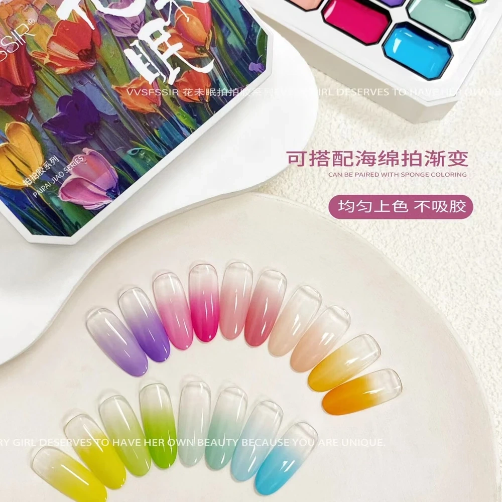 VVSFSSIR Nail Rose Garden Poke Gel Set, 9 Colors High-Pigment Painting Gel, Soak Off UV LED, Full Coverage Gradient Nail Art Kit