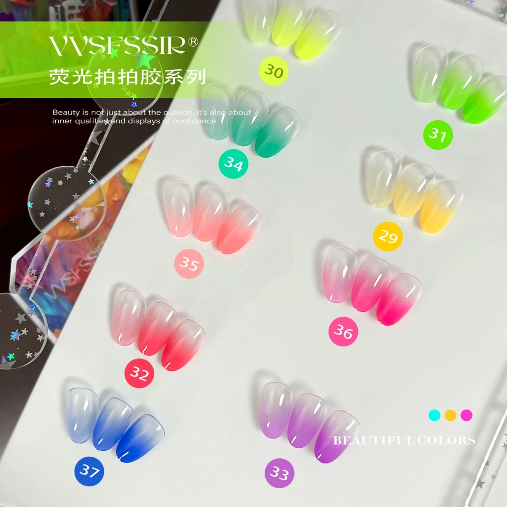 VVSFSSIR Nail Neon Gradient Stamping Gel Set, Blooming Ombre Nail Art Gel, Solid Soak Off UV LED Painting Gel Kit