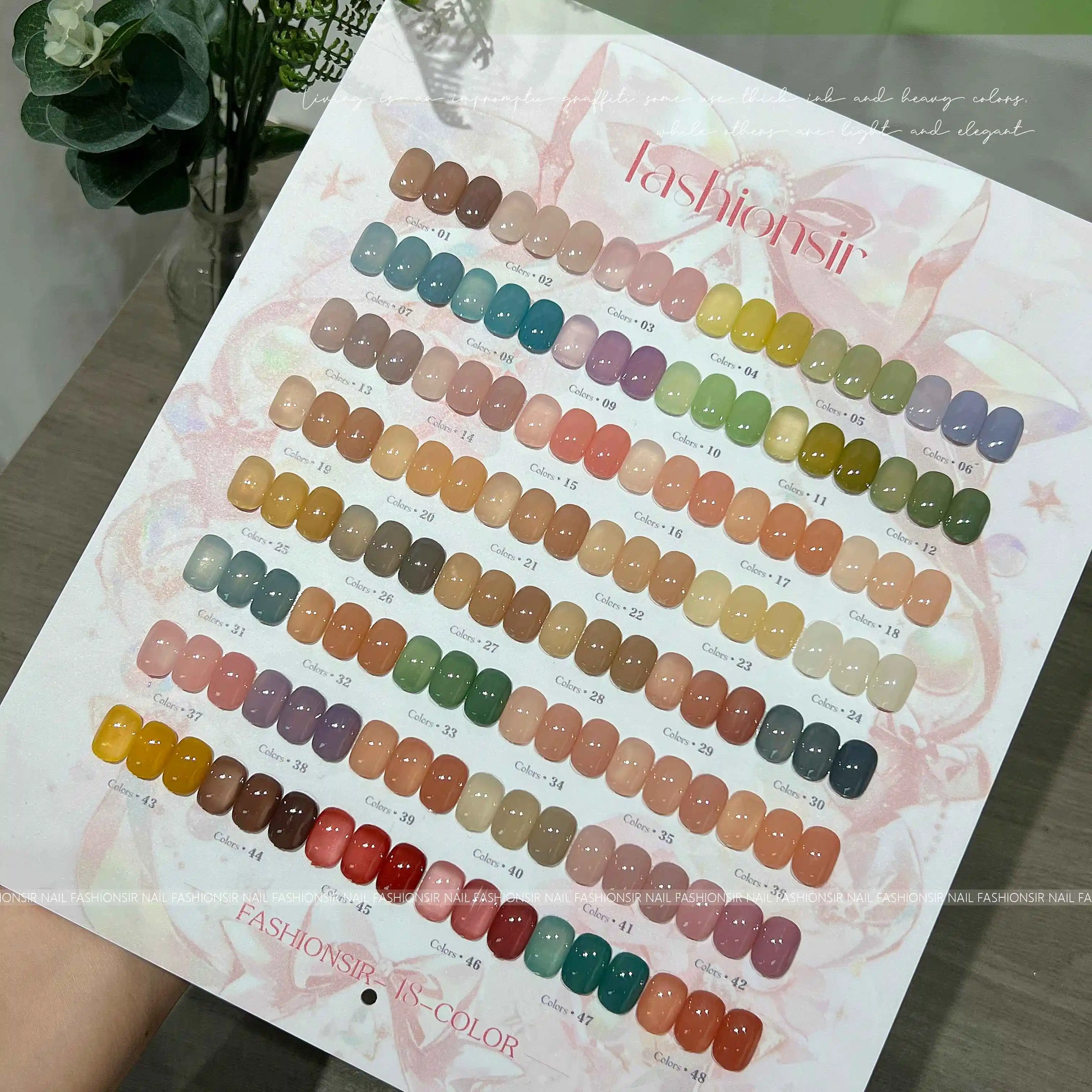 VVSFSSIR Nail 48 Colors Sheer Jelly Gel Nail Polish Set, Milky Translucent Nude Soak Off UV LED, Natural Nail Art Kit