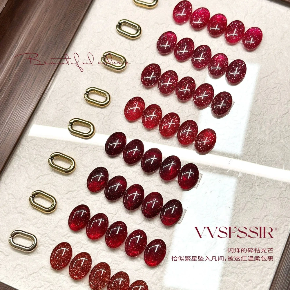 VVSFSSIR Nail Cherry Red Diamond Glitter Gel Polish,Reflective Sparkle Shimmer Effect,High Pigment Soak Off UV LED Nail Art