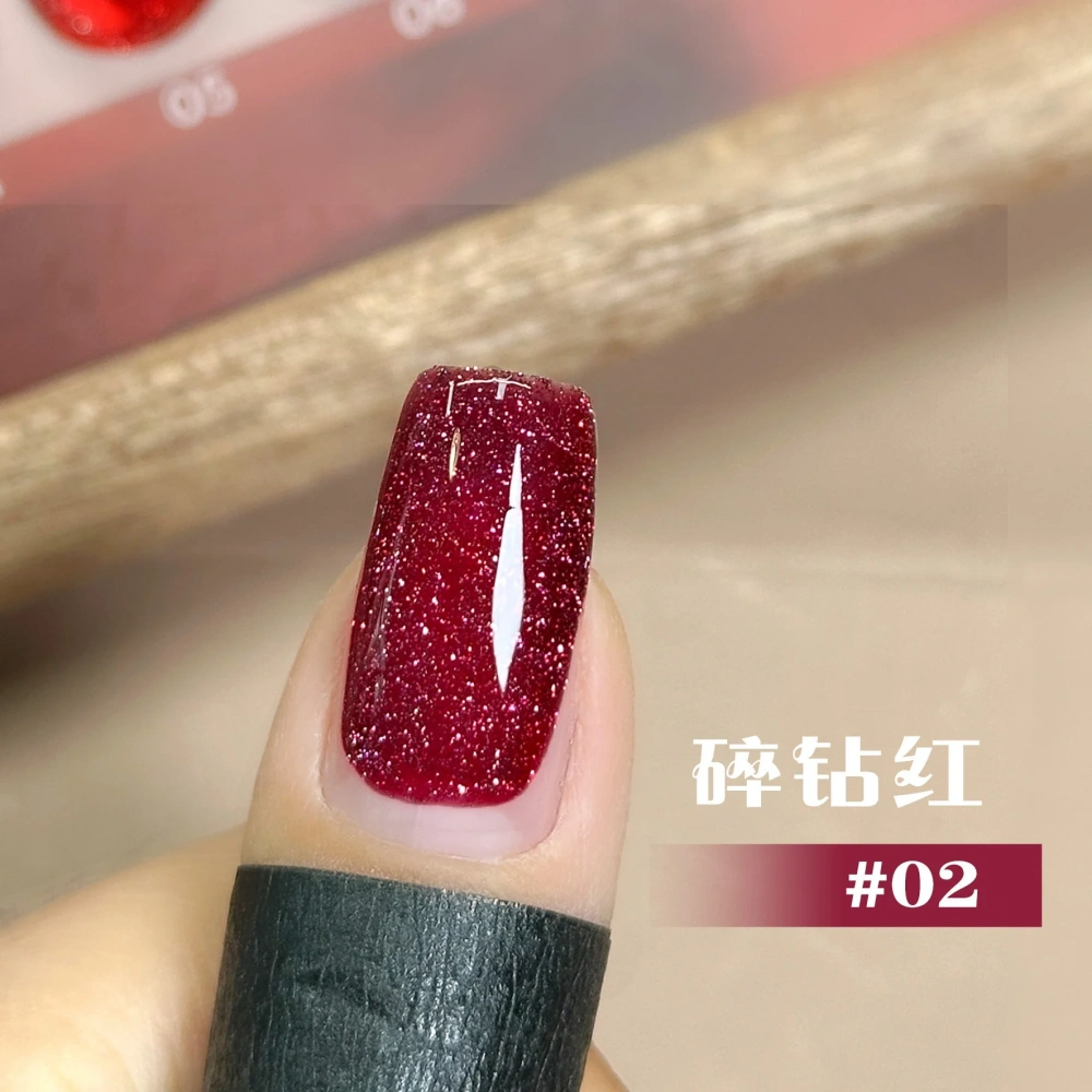 VVSFSSIR Nail Cherry Red Diamond Glitter Gel Polish,Reflective Sparkle Shimmer Effect,High Pigment Soak Off UV LED Nail Art