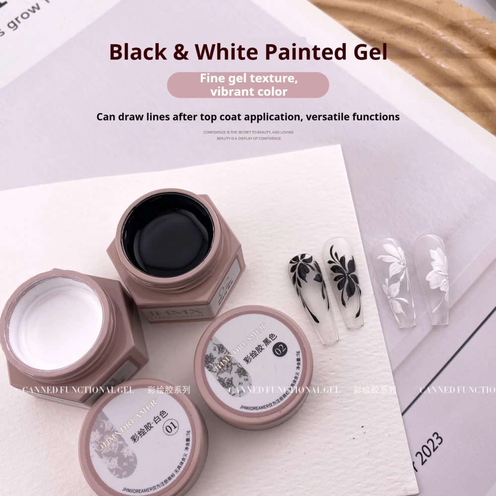 VVSFSSIR Nail Dreamer Painting Gel, Black & White Liner Gel, Mirror Silver Chrome, Ultra-Pigment Platinum, Soak Off UV LED Nail