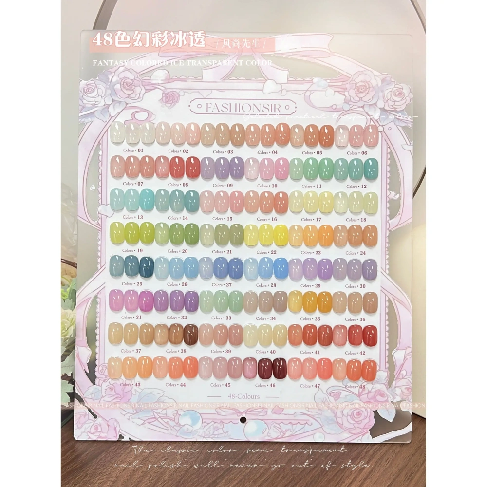 VVSFSSIR Nail 48 Colors Sheer Jelly Gel Nail Polish Set, Milky Translucent Nude Soak Off UV LED, Natural Nail Art Kit