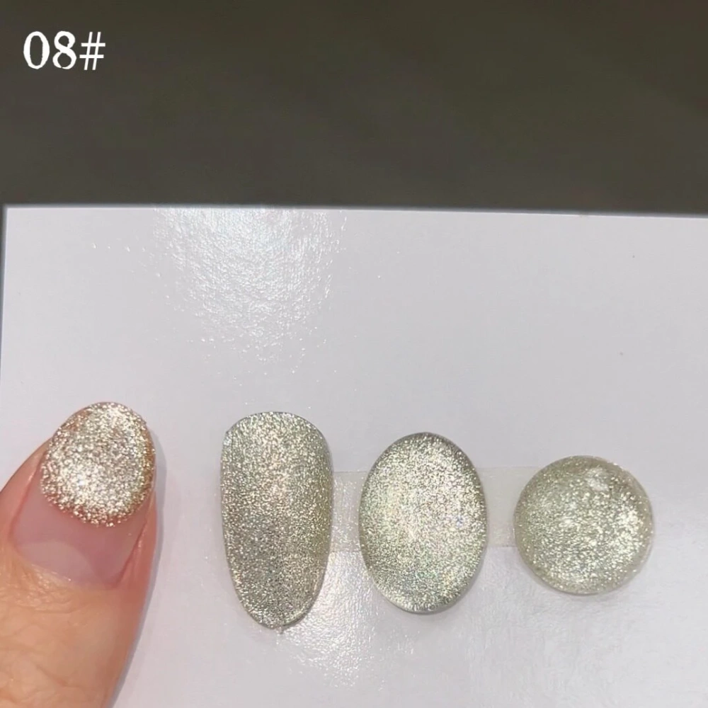 VVSFSSIR Nail Cat Eye Magnetic Gel Polish Platinum Super Flash Chunky Glitter Highly Pigmented No Wipe Whitening Salon Manicure