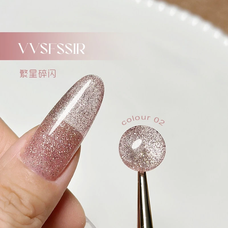 VVSFSSIR Nail 8 Colors Diamond Glitter Gel Polish Set, High Density Fine Shimmer Sparkle Gel, Soak Off UV LED Nail Art Salon Kit