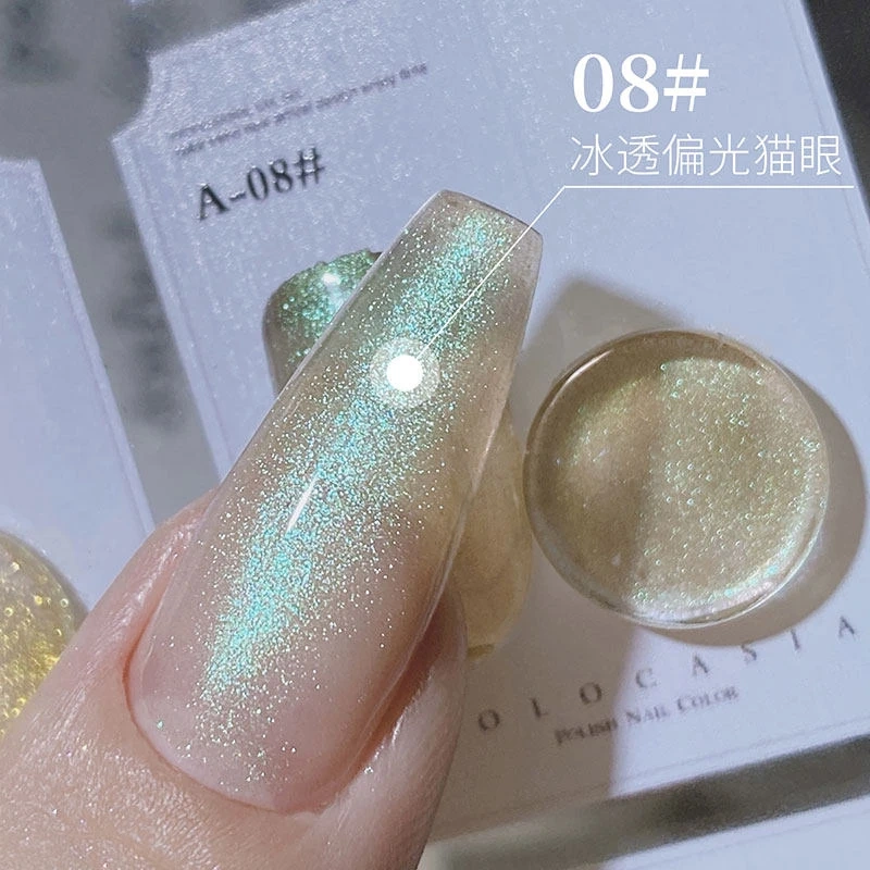VVSFSSIR Nail 12 Colors Aurora Cat Eye Gel Polish Set 15ml, Magnetic Glass Effect, Soak Off UV LED Salon Kit