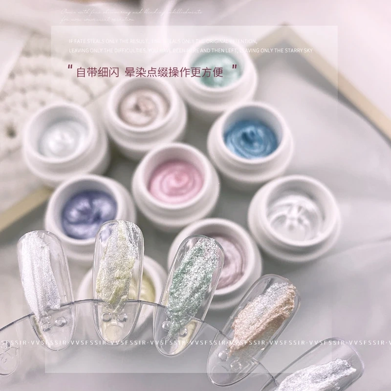 VVSFSSIR Nail 9 Colors Opal Shimmer Sculpture Gel Set High-Density 3D Nail Art Gel, Embossed Modeling Paste, Soak Off UV LED Kit