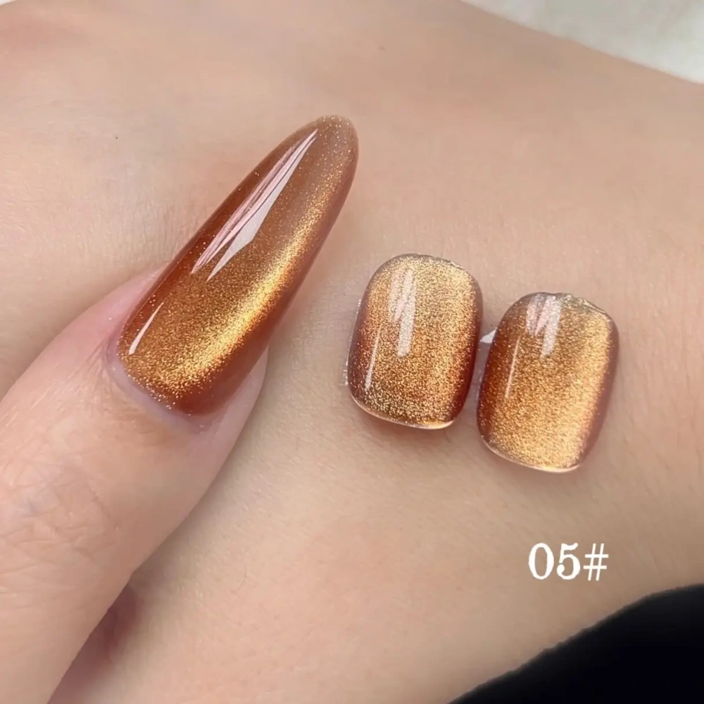 VVSFSSIR Nail Golden Cat Eye Gel Polish Set,Magnetic Glass Pearl Effect, Reflective Glitter Shimmer, Soak Off UV LED Nail Art