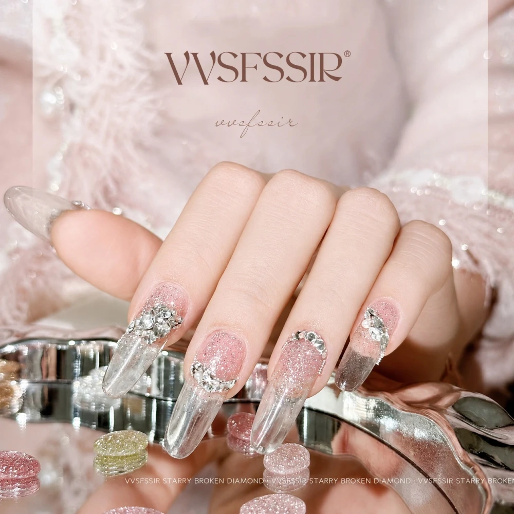 VVSFSSIR Nail 8 Colors Diamond Glitter Gel Polish Set, High Density Fine Shimmer Sparkle Gel, Soak Off UV LED Nail Art Salon Kit