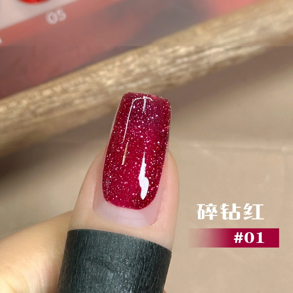VVSFSSIR Nail Cherry Red Diamond Glitter Gel Polish,Reflective Sparkle Shimmer Effect,High Pigment Soak Off UV LED Nail Art