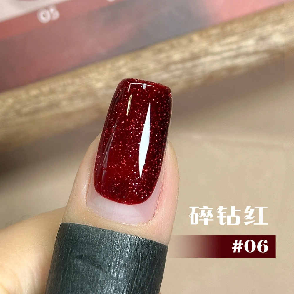 VVSFSSIR Nail Cherry Red Diamond Glitter Gel Polish,Reflective Sparkle Shimmer Effect,High Pigment Soak Off UV LED Nail Art