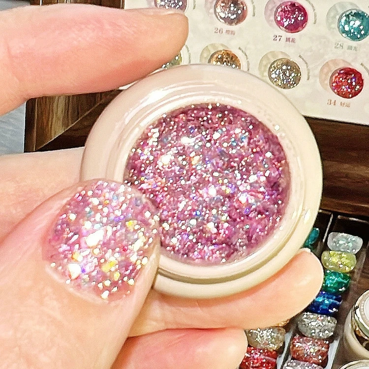 VVSFSSIR Nail Chunky Glitter Gel Nail Polish Set, Soak Off UV LED Nail Art, Sparkly Big Glitter Jar, Salon-Quality Manicure