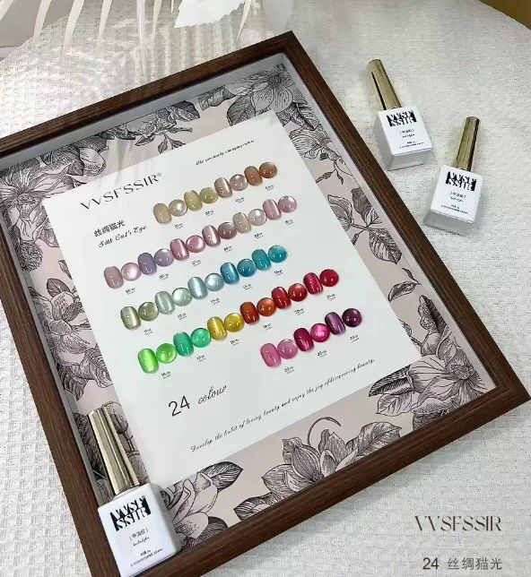 VVSFSSIR Nail 36 Colors Magnetic Cat Eye Gel Nail Polish Set, Moonlight Silk Crystal Effect, Soak Off UV LED, With Swatch Board