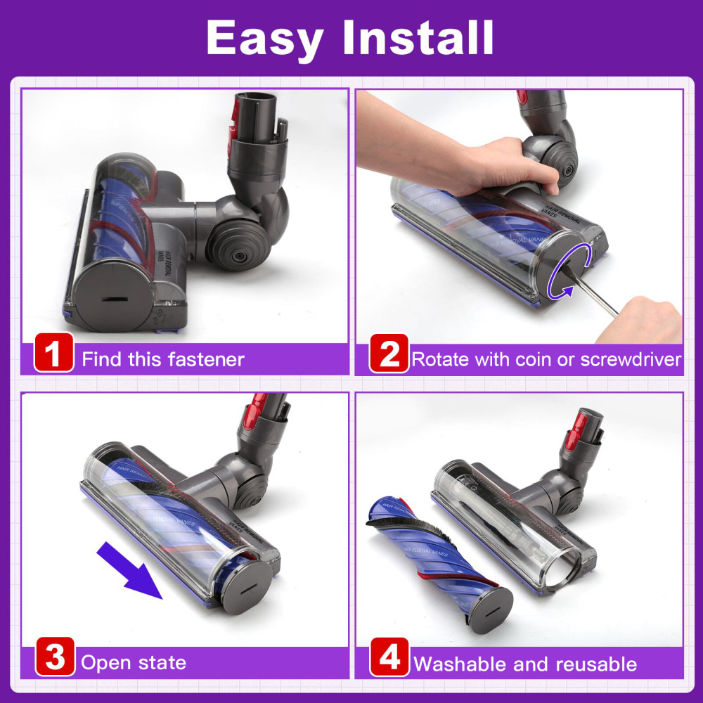 Lemige V8 V11 Vacuum Head Replacement Parts for Dyson V7 V8 V11 V15 Animal V10 Cyclone Cordless Vacuum Cleaner, Upgrade Anti-Tangle Quick Release Motorhead Attachments Brush Roller with Power Suction