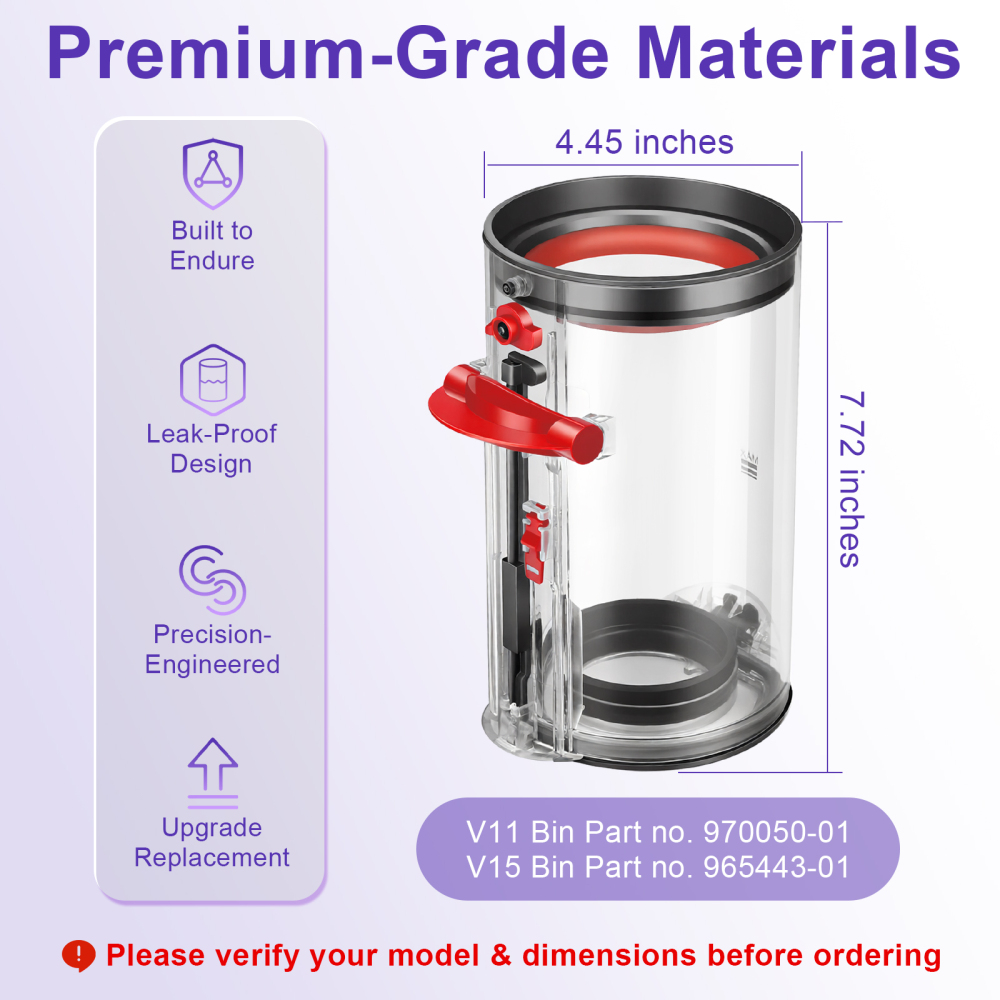 Lemige Upgraded V11 V15 Vacuum Dust Bin Canister Replacement Parts for Dyson V15 V11 SV14 SV15 SV22 Vacuum Cleaner, For Dyson Vacuum Attachments & Accessories No. 970050-01 & 965443-01