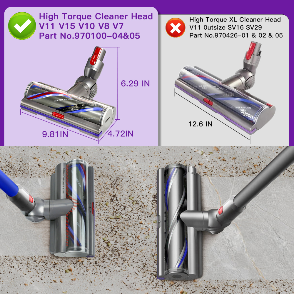 Lemige V11 High Torque Cleaner Head Replacement for Dyson V11 V15 V10 V8 V7 SV10 SV11 SV12 SV14 SV15 SV22 SV25, Upgrade Vacuum Head Attachments for Dyson Parts & Accessories No. 970100-04 & 05