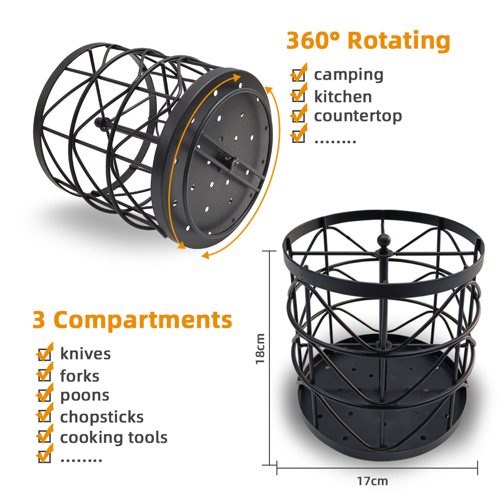 360° Rotating Mesh Utensil Holder – 3-Compartment Metal Cutlery Organizer & Drying Caddy for Kitchen Countertop, Dining Table & Outdoor BBQ,Jiangmen Hanxi Metal Products Factory,360° Rotating Mesh Utensil Holder – 3-Compartment Metal Cutlery Organizer & Drying Caddy for Kitchen Countertop, Dining Table & Outdoor BBQ