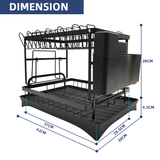 Premium 2-Tier Large Capacity Dish Drying Rack with 360° Rotatable Swivel Spout - Rust-Proof Kitchen Space Saver,Jiangmen Hanxi Metal Products Factory,Premium 2-Tier Large Capacity Dish Drying Rack with 360° Rotatable Swivel Spout - Rust-Proof Kitchen Space Saver