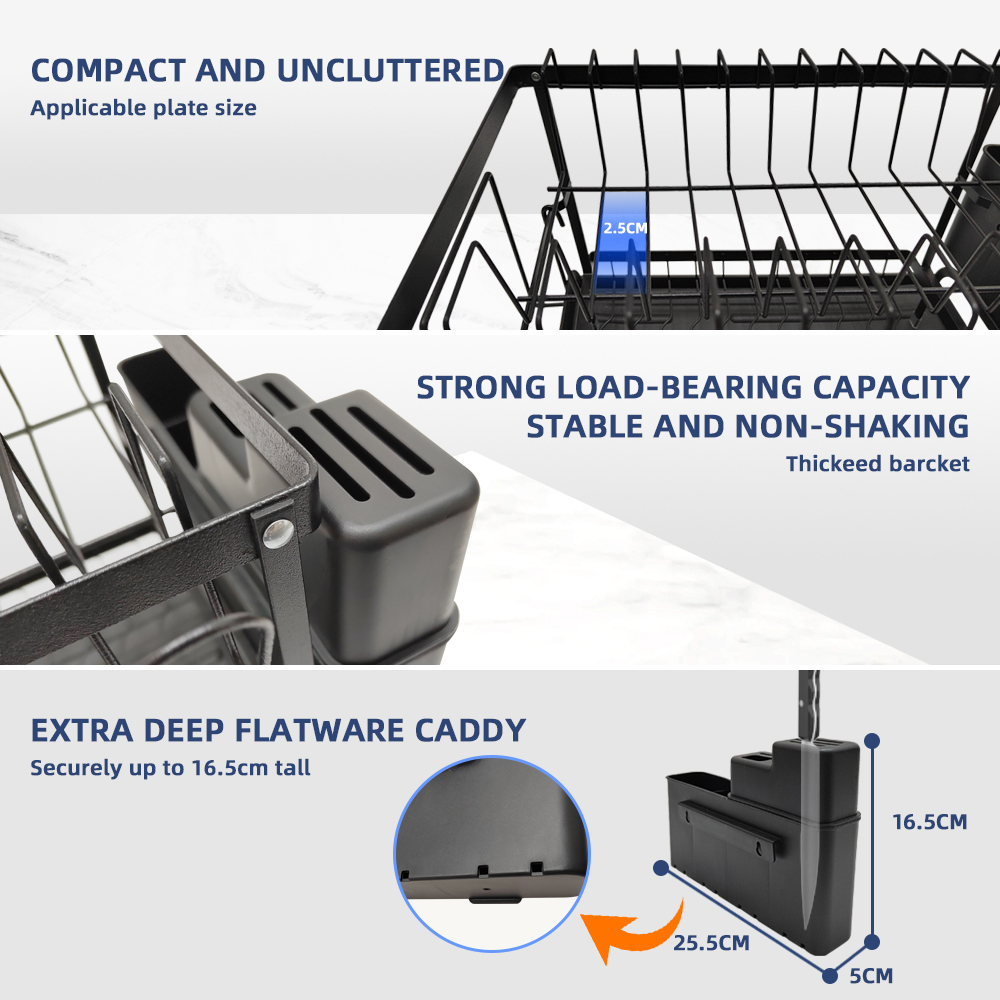 Premium 2-Tier Large Capacity Dish Drying Rack with 360° Rotatable Swivel Spout - Rust-Proof Kitchen Space Saver,Jiangmen Hanxi Metal Products Factory,Premium 2-Tier Large Capacity Dish Drying Rack with 360° Rotatable Swivel Spout - Rust-Proof Kitchen Space Saver