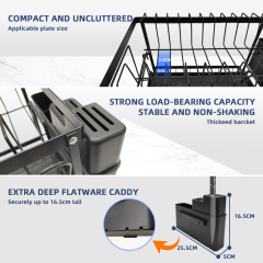 Premium 2-Tier Large Capacity Dish Drying Rack with 360° Rotatable Swivel Spout - Rust-Proof Kitchen Space Saver,Jiangmen Hanxi Metal Products Factory,Premium 2-Tier Large Capacity Dish Drying Rack with 360° Rotatable Swivel Spout - Rust-Proof Kitchen Space Saver
