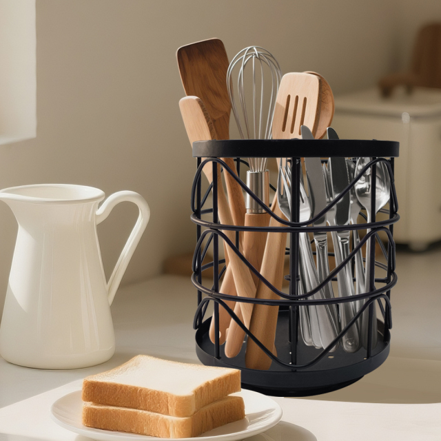 360° Rotating Mesh Utensil Holder – 3-Compartment Metal Cutlery Organizer & Drying Caddy for Kitchen Countertop, Dining Table & Outdoor BBQ,Jiangmen Hanxi Metal Products Factory,360° Rotating Mesh Utensil Holder – 3-Compartment Metal Cutlery Organizer & Drying Caddy for Kitchen Countertop, Dining Table & Outdoor BBQ
