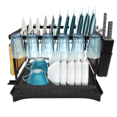 Premium 2-Tier Large Capacity Dish Drying Rack with 360° Rotatable Swivel Spout - Rust-Proof Kitchen Space Saver,Jiangmen Hanxi Metal Products Factory,Premium 2-Tier Large Capacity Dish Drying Rack with 360° Rotatable Swivel Spout - Rust-Proof Kitchen Space Saver