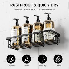 3-Pack Adhesive Shower Caddy Organizer with Soap Holder, Rustproof Stainless Steel Bathroom Storage Shelf, No Drilling Wall Mounted Shower Rack with Built-in Hooks for Kitchen & Bathroom - Matte Black,Jiangmen Hanxi Metal Products Factory,3-Pack Adhesive Shower Caddy Organizer with Soap Holder, Rustproof Stainless Steel Bathroom Storage Shelf, No Drilling Wall Mounted Shower Rack with Built-in Hooks for Kitchen & Bathroom - Matte Black