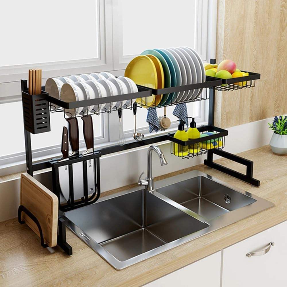 2 Tier Stainless Steel Dish Drying Rack Space-Saving Shelf,Jiangmen Hanxi Metal Products Factory,2 Tier Stainless Steel Dish Drying Rack Space-Saving Shelf