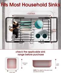 Expandable Dish Rack Over the Sink with Cutlery Holder & Cup Holders,Jiangmen Hanxi Metal Products Factory,Expandable Dish Rack Over the Sink with Cutlery Holder & Cup Holders