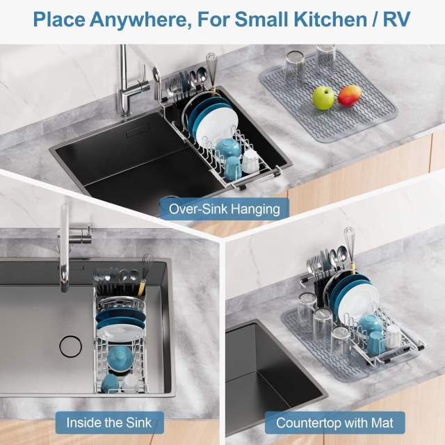 Expandable Stainless Steel Over Sink Dish Drying Rack,Jiangmen Hanxi Metal Products Factory,Expandable Stainless Steel Over Sink Dish Drying Rack