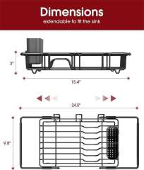 Expandable Dish Rack Over the Sink with Cutlery Holder & Cup Holders,Jiangmen Hanxi Metal Products Factory,Expandable Dish Rack Over the Sink with Cutlery Holder & Cup Holders