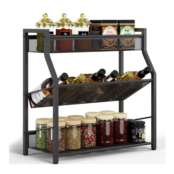 3-Tier Adjustable Spice Rack, Slanted Metal Kitchen Organizer,Jiangmen Hanxi Metal Products Factory,3-Tier Adjustable Spice Rack, Slanted Metal Kitchen Organizer