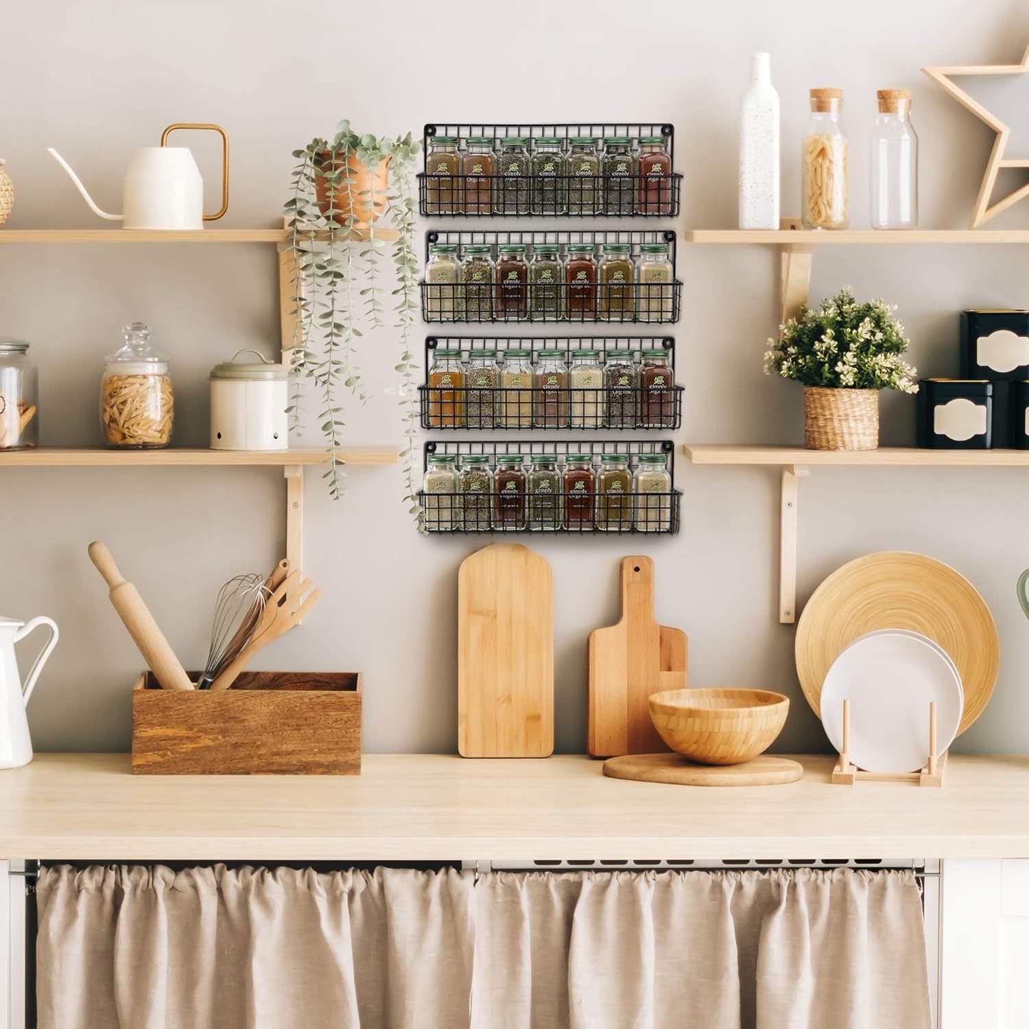 4Pcs Wall Mount Spice Rack, Hanging Space-Saving Organizer,Jiangmen Hanxi Metal Products Factory,4Pcs Wall Mount Spice Rack, Hanging Space-Saving Organizer