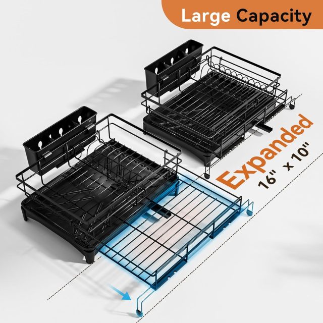 Expandable Dish Drying Rack with Auto-Drain & Rustproof Coat,Jiangmen Hanxi Metal Products Factory,Expandable Dish Drying Rack with Auto-Drain & Rustproof Coat