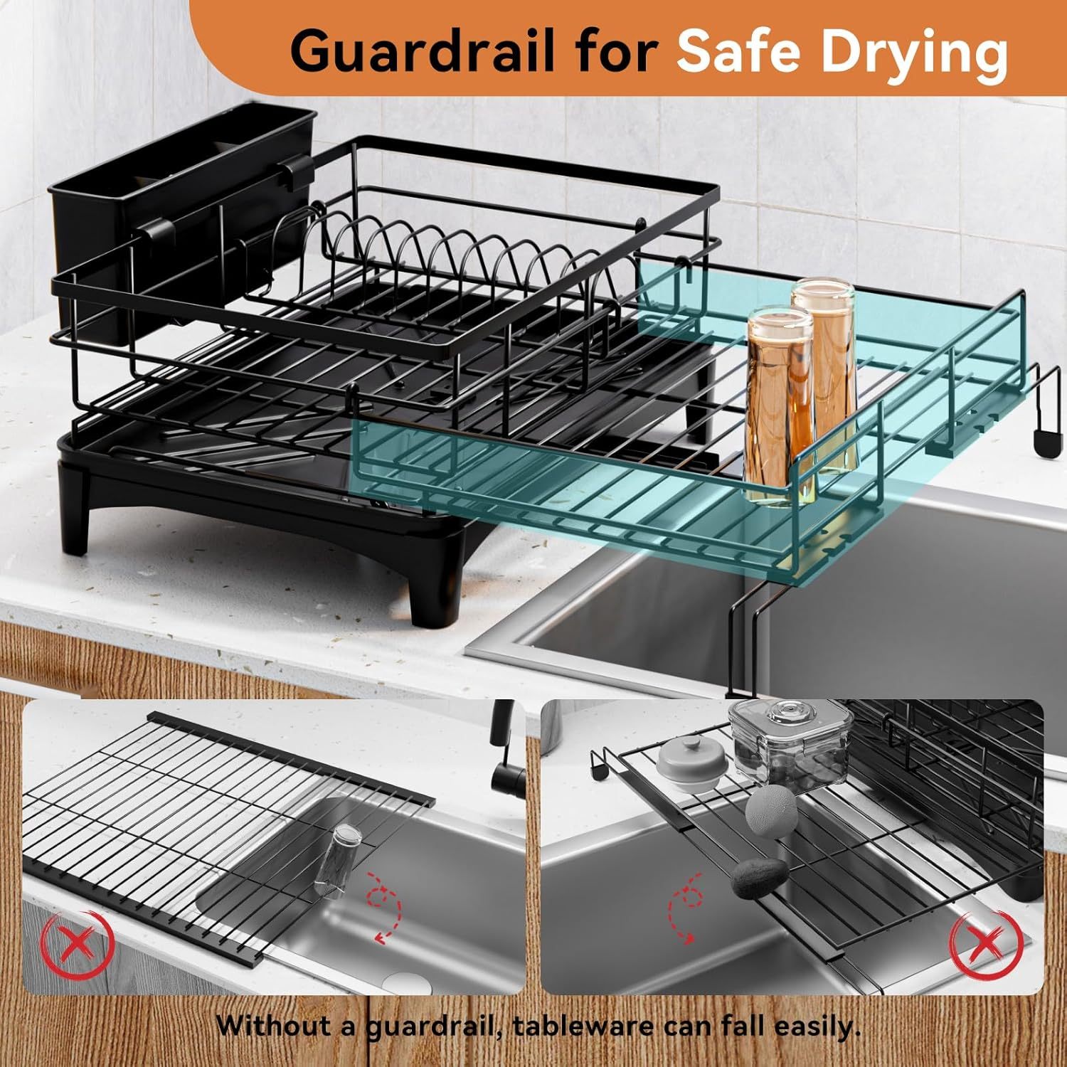 Expandable Dish Drying Rack with Auto-Drain & Rustproof Coat,Jiangmen Hanxi Metal Products Factory,Expandable Dish Drying Rack with Auto-Drain & Rustproof Coat