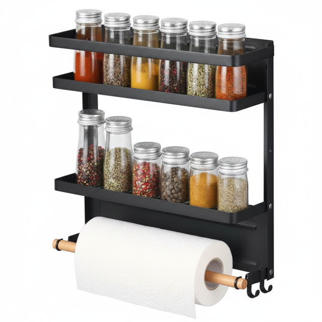 Magnetic Fridge Rack: 2-Tier Drill-Free Storage Organizer,Jiangmen Hanxi Metal Products Factory,Magnetic Fridge Rack: 2-Tier Drill-Free Storage Organizer
