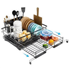 Expandable Dish Drying Rack with Auto-Drain & Rustproof Coat,Jiangmen Hanxi Metal Products Factory,Expandable Dish Drying Rack with Auto-Drain & Rustproof Coat
