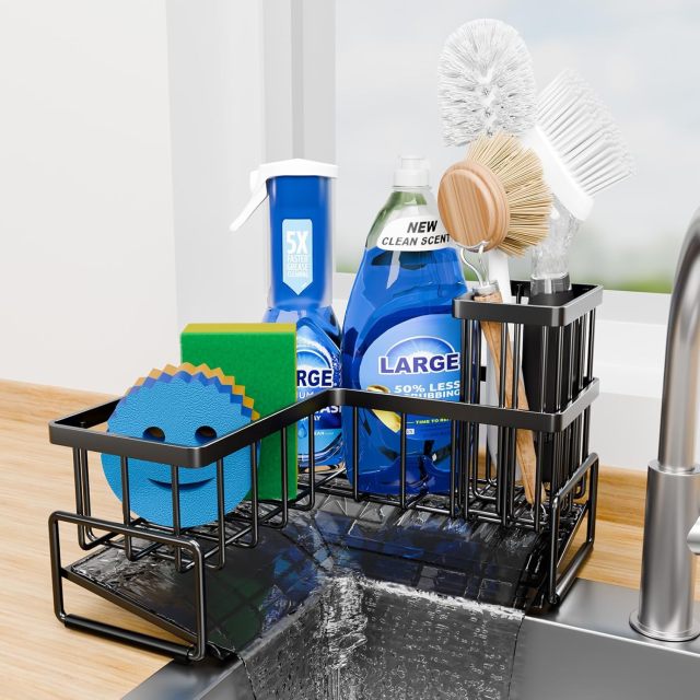 L-Shaped Sink Caddy with Auto-Drainage Self-Drying Organizer,Jiangmen Hanxi Metal Products Factory,L-Shaped Sink Caddy with Auto-Drainage Self-Drying Organizer