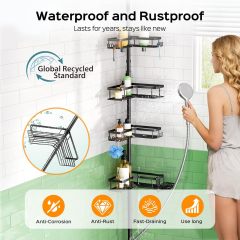 4-Tier Tension Pole Corner Shower Caddy No-Drill Storage,Jiangmen Hanxi Metal Products Factory,4-Tier Tension Pole Corner Shower Caddy No-Drill Storage