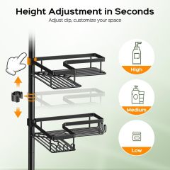 4-Tier Tension Pole Corner Shower Caddy No-Drill Storage,Jiangmen Hanxi Metal Products Factory,4-Tier Tension Pole Corner Shower Caddy No-Drill Storage