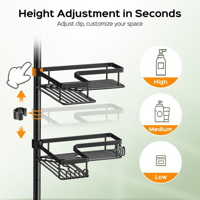 4-Tier Tension Pole Corner Shower Caddy No-Drill Storage,Jiangmen Hanxi Metal Products Factory,4-Tier Tension Pole Corner Shower Caddy No-Drill Storage
