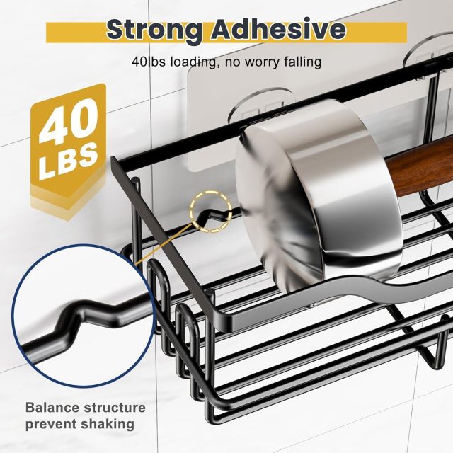 3-Pack No-Drill Shower Caddy Set 40lb Load with 8 Hooks,Jiangmen Hanxi Metal Products Factory,3-Pack No-Drill Shower Caddy Set 40lb Load with 8 Hooks