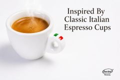 Bacimi® Espresso Cups and Saucers Set of 4 – 3 oz Thick Porcelain Coffee Cups - Barista Style Cup - Classic Italian Design - Ceramic Cups for Espresso, Macchiato, Doppio – Dishwasher & Microwave Safe