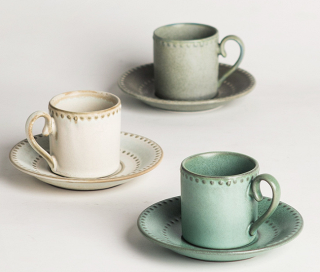 Japanese-Style Retro 75ml Ceramic Espresso Cup and Saucer Set High-End Exquisite 'Tribute to Morandi' Design for Parties