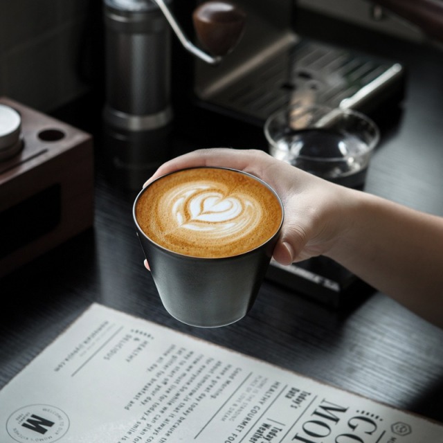 MSH Elegant 220ml Black & White Matte Ceramic Latte Cup Custom Logo for Home
